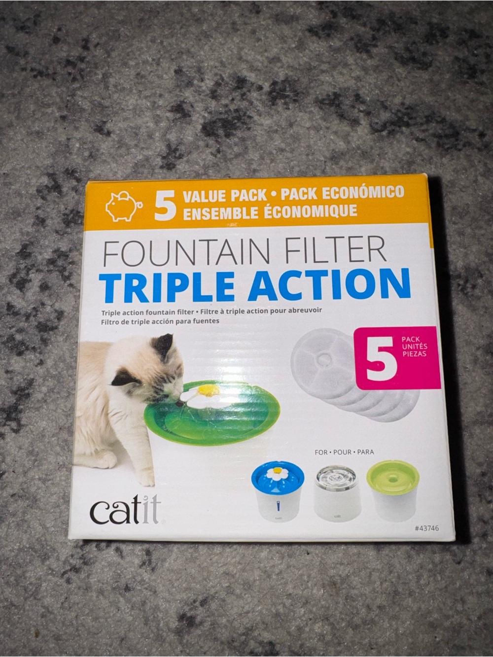 Catit Fountain Filter Triple Action Replacement Filters - White (5 Pack)